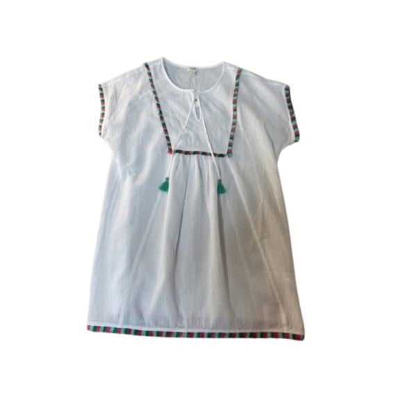 J.Crew BOHO Embroidered Loose Top Breathable Lightweight White Tassel W XS NWT - Picture 3 of 9